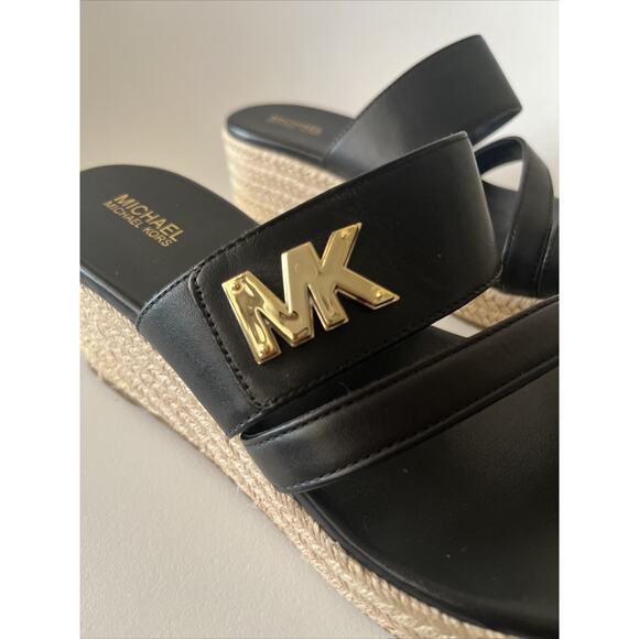 Michael Kors Sidney Espadrille Wedge Sandals Women’s US 7 Black -Worn 1x In Home - Picture 5 of 14